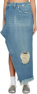 Джинсовая юбка миди цвета Indigo увеличенного размера в 1,5 раза Doublet
