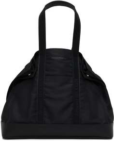 Черная объемная сумка-тоут De Manta из крупной ткани Alexander McQueen