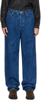 Синие потертые джинсы Dries Van Noten