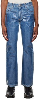 Эксклюзивные синие джинсы с покрытием System SSENSE