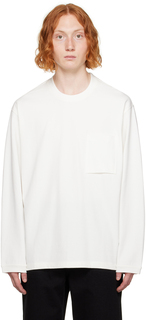 Белая футболка с длинным рукавом и накладными карманами Solid Homme