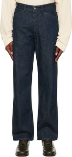 Джинсовые джинсы с закругленными краями цвета индиго LEMAIRE