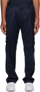 Темно-синие брюки карго со складками Hugo