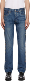 Anna Sui SSENSE Эксклюзивные широкие джинсы цвета индиго с заклепками