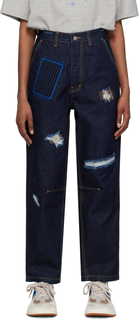 Темно-синие джинсы в стиле пэчворк Темные ADER error