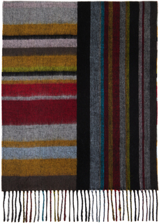 Разноцветный шарф в полоску с фирменной надписью Paul Smith