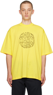 Желтая круглая футболка Marni