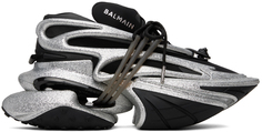 Серебряные кроссовки Balmain с единорогом
