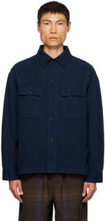 Темно-синяя джинсовая куртка, окрашенная в готовой одежде LEMAIRE