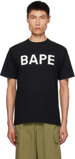 Черная футболка с кристаллами BAPE