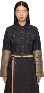 Укороченная джинсовая куртка цвета индиго Jean Paul Gaultier