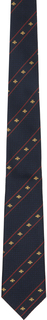 Темно-синий и красный шелковый галстук в виде пчелы Gucci