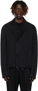Черная джинсовая куртка с бахромой Lanvin