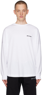 Белая футболка с длинным рукавом с вышивкой Palm Angels