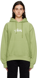 Зеленый худи с вышивкой Stussy