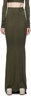 Зеленая длинная юбка-комбинация Лес Rick Owens Lilies