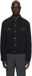 Черная джинсовая куртка с эффектом потертостей Calvin Klein