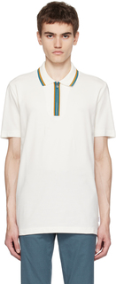Белая футболка-поло с молнией до половины длины PS by Paul Smith