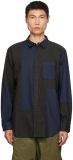 Темно-сине-черная рубашка со вставками Engineered Garments