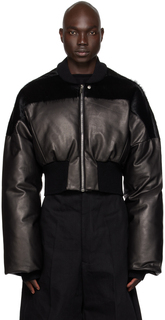 Черная кожаная куртка на летном пуху Черная Rick Owens