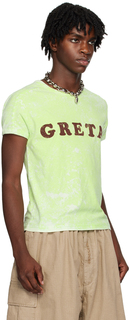 Зеленая отбеленная футболка Fluo Acne Studios