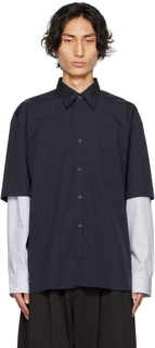 Темно-синяя многослойная рубашка Dries Van Noten