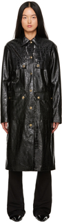 Черная куртка из искусственной кожи под крокодила Versace Jeans Couture
