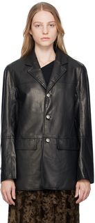 Черная куртка из искусственной кожи со вставками lesugiatelier