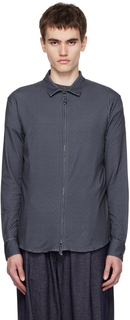 Темно-синяя рубашка на молнии Giorgio Armani