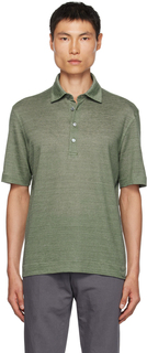 Зеленая футболка-поло Sage с четырьмя пуговицами ZEGNA