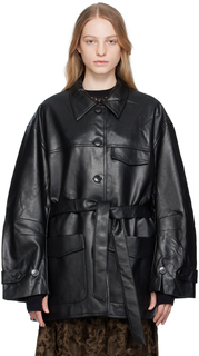 Черная куртка из искусственной кожи на пуговицах lesugiatelier