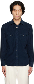 Темно-синяя рубашка в стиле вестерн TOM FORD
