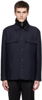 Темно-синяя рубашка с карманами и клапанами Lardini