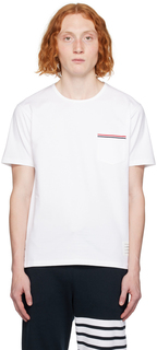 Белая футболка с накладными карманами Thom Browne