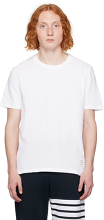 Thom Browne Белая футболка с полосками и отделкой
