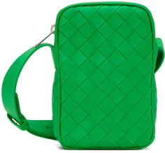 Зеленая сумка-мессенджер Intrecciato Bottega Veneta
