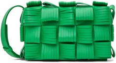 Зеленая сумка-мессенджер Intrecciato с бахромой Bottega Veneta