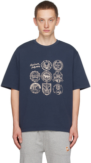 Темно-синяя футболка «Лига плюща» Maison Kitsune