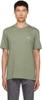 Зеленая футболка с вышивкой Sage ZEGNA