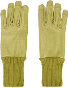 Желтые перчатки Rick Owens с короткими ребристыми манжетами
