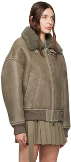 AMI Alexandre Mattiussi Серо-коричневая кожаная куртка с двусторонней молнией