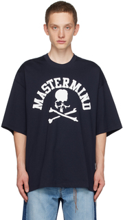 Темно-синяя футболка с черепом mastermind JAPAN