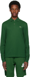 Зеленая футболка-поло с длинными рукавами Original Lacoste