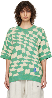 Зелено-бежевая футболка «Волна» ADER error