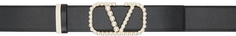 Черный двусторонний ремень с логотипом Valentino Garavani