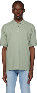 Зеленая легкая футболка-поло с привязкой Hugo
