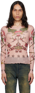 Anna Sui Эксклюзивная розовая футболка с длинным рукавом и татуировкой SSENSE