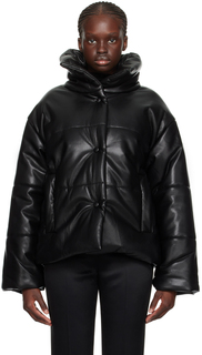 Черная кожаная куртка Nanushka из веганской кожи