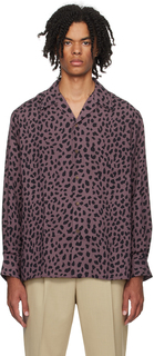 Фиолетовая рубашка с леопардовым принтом WACKO MARIA