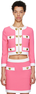 Розовая куртка с пуговицами в форме сердца Moschino